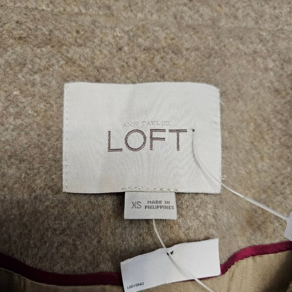 Ann Taylor-Loft Women's Tan Black Stripe Wool Blend Jacket - Picture 7 of 8